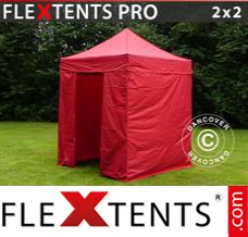 Klappzelt FleXtents PRO 2x2m Rot, mit 4 wänden