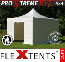 Klappzelt FleXtents Xtreme Heavy Duty 4x4 m, Weiß inkl. 4 wänden
