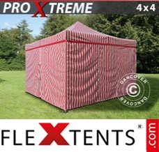 Klappzelt FleXtents Xtreme 4x4m Gestreift, mit 4 wänden