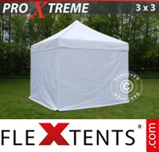 Klappzelt FleXtents Xtreme 3x3m Weiß, mit 4 wänden
