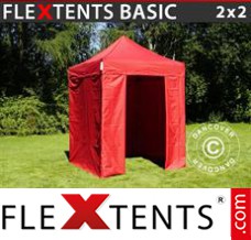 Klappzelt FleXtents Basic, 2x2m Rot, mit 4 wänden