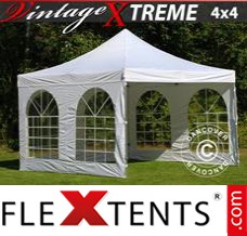 Klappzelt FleXtents Xtreme Vintage Style 4x4m Weiß, mit 4 wänden