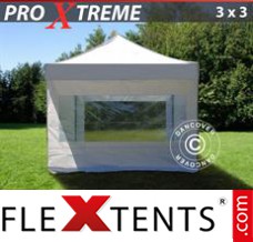 Klappzelt FleXtents Xtreme 3x3m Weiß, mit 4 wänden