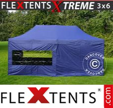 Klappzelt FleXtents Xtreme 3x6m Dunkeblau, mit 6 wänden