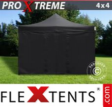 Klappzelt FleXtents Xtreme 4x4m Schwarz, mit 4 wänden