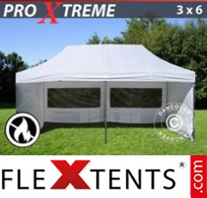 Klappzelt FleXtents Xtreme 3x6m Weiß, Flammenhemmend, mit 6 wänden