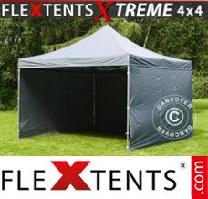 Klappzelt FleXtents Xtreme 4x4m Grau, inkl. 4 wänden