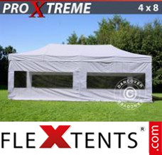 Klappzelt FleXtents Xtreme 4x8m Weiß, mit 6 wänden