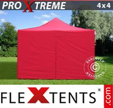Klappzelt FleXtents Xtreme 4x4m Rot, mit 4 wänden