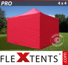 Klappzelt FleXtents PRO 4x4m Rot, mit 4 wänden
