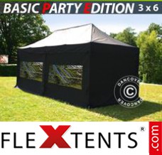 Klappzelt FleXtents Basic 3x6m Schwarz, mit 6 wänden