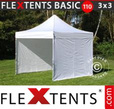 Klappzelt FleXtents Basic 110, 3x3m Weiß, mit 4 wänden