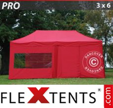 Klappzelt FleXtents PRO 3x6m Rot, mit 6 wänden