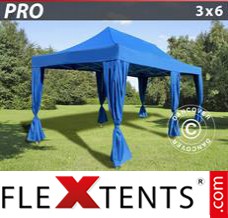 Klappzelt FleXtents PRO 3x6m Blau, inkl. 6 Vorhänge