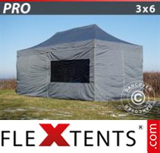 Klappzelt FleXtents PRO 3x6m Grau, mit 6 wänden