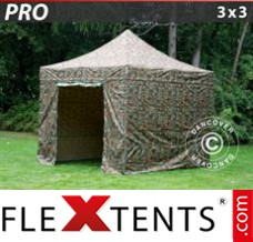 Klappzelt FleXtents PRO 3x3m Camouflage, mit 4 wänden