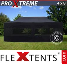 Klappzelt FleXtents Xtreme 4x8m Schwarz, mit 6 wänden