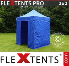 Klappzelt FleXtents PRO 2x2m Blau, mit 4 wänden