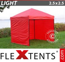 Klappzelt FleXtents Light 2,5x2,5m Rot, mit 4 wänden