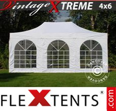 Klappzelt FleXtents Xtreme Vintage Style 4x6m Weiß, mit 8 wänden