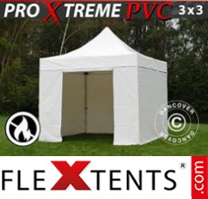Klappzelt FleXtents Xtreme Heavy Duty 3x3 m, Weiß inkl. 4 wänden