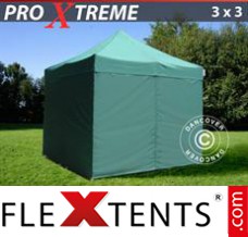 Klappzelt FleXtents Xtreme 3x3m Grün, mit 4 wänden