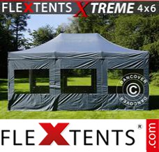 Klappzelt FleXtents Xtreme 4x6m Grau, mit 8 wänden