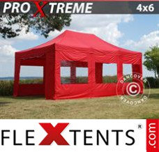 Klappzelt FleXtents Xtreme 4x6m Rot, mit 8 wänden