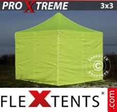 Klappzelt FleXtents Xtreme 3x3m Neongelb/Grün, mit 4 wänden