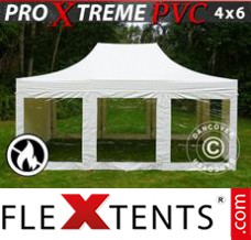 Klappzelt FleXtents Xtreme Heavy Duty 4x6m Weiß, mit 8 wänden