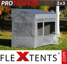 Klappzelt FleXtents PRO Trapezo 2x3m Grau, mit 4 wänden