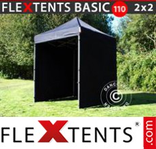 Klappzelt FleXtents Basic 110, 2x2m Schwarz, mit 4 wänden