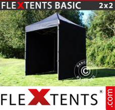Klappzelt FleXtents Basic, 2x2m Schwarz, mit 4 wänden