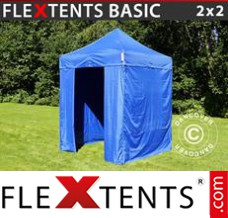 Klappzelt FleXtents Basic, 2x2m Blau, mit 4 wänden