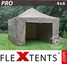 Klappzelt FleXtents PRO 4x6m Camouflage, mit 8 wänden