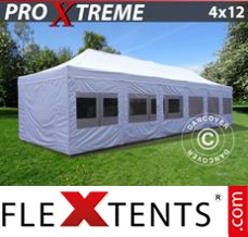Klappzelt FleXtents Xtreme 4x12m Weiß, mit wänden