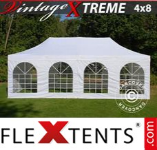 Klappzelt FleXtents Xtreme Vintage Style 4x8m Weiß, mit 6 wänden