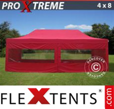 Klappzelt FleXtents Xtreme 4x8m Rot, mit 6 wänden