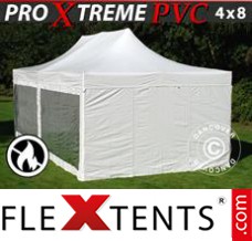 Klappzelt FleXtents Xtreme Heavy Duty 4x8m Weiß, mit 6 wänden