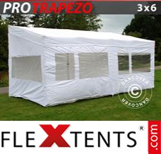 Klappzelt FleXtents PRO Trapezo 3x6m Weiß, mit 4 wänden