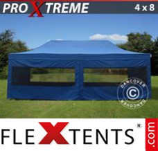 Klappzelt FleXtents Xtreme 4x8m Blau, inkl. 6 wänden