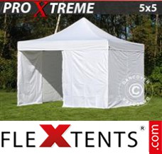 Klappzelt FleXtents Xtreme 5x5m Weiß, mit 4 wänden