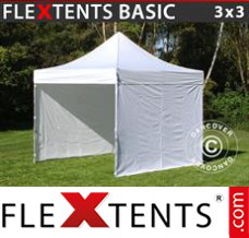 Klappzelt FleXtents Basic, 3x3m Weiß, mit 4 wänden