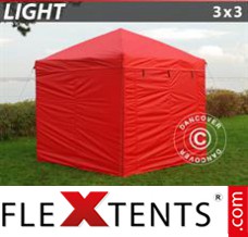 Klappzelt FleXtents Light 3x3m Rot, mit 4 wänden
