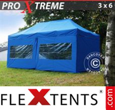 Klappzelt FleXtents Xtreme 3x6m Blau, inkl. 6 wänden