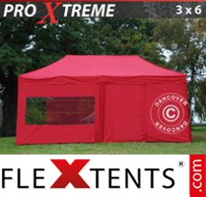 Klappzelt FleXtents Xtreme 3x6m Rot, mit 6 wänden