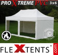 Klappzelt FleXtents Xtreme Heavy Duty 3x6m Weiß, mit 6 wänden