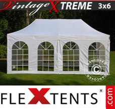 Klappzelt FleXtents Xtreme Vintage Style 3x6m Weiß, mit 6 wänden