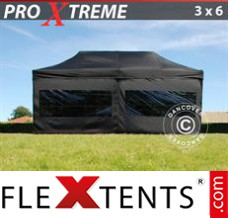 Klappzelt FleXtents Xtreme 3x6m Schwarz, mit 6 wänden