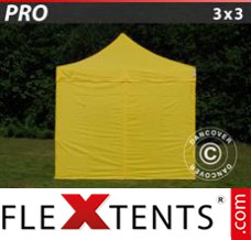 Klappzelt FleXtents PRO 3x3m Gelb, mit 4 wänden